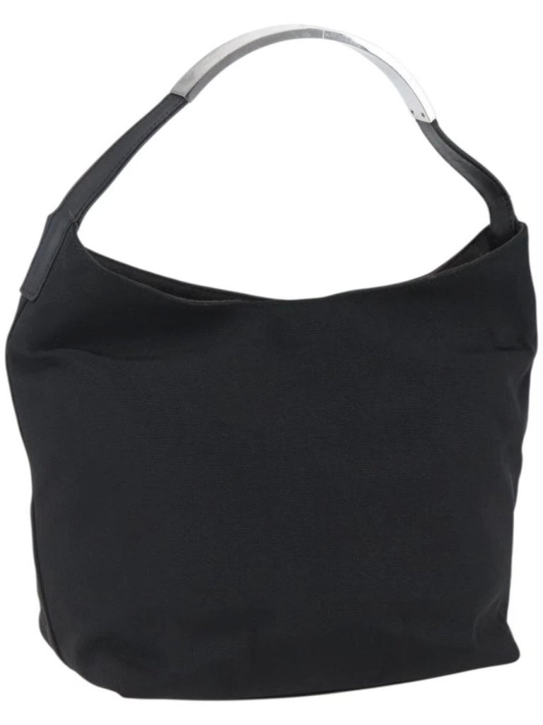 Gucci Hand Bag Nylon Black Silver Auth 169481
